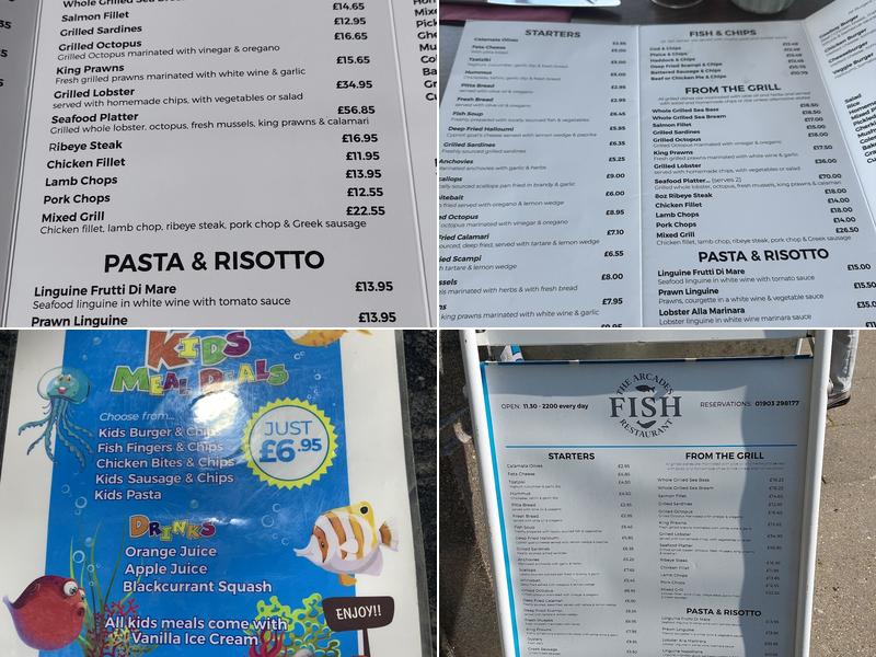 The Arcades Fish Restaurant Menu