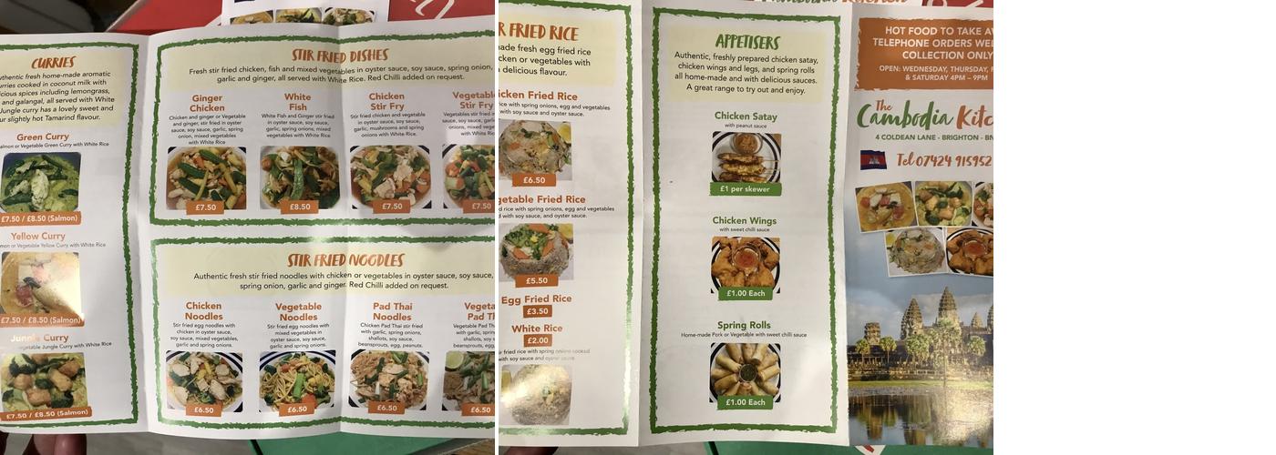 The Cambodia Kitchen Menu