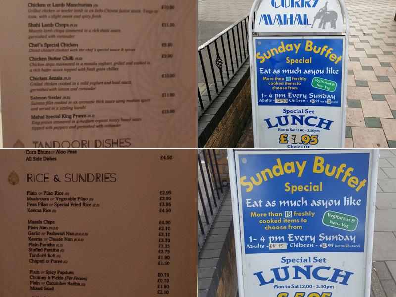 Curry Mahal Menu