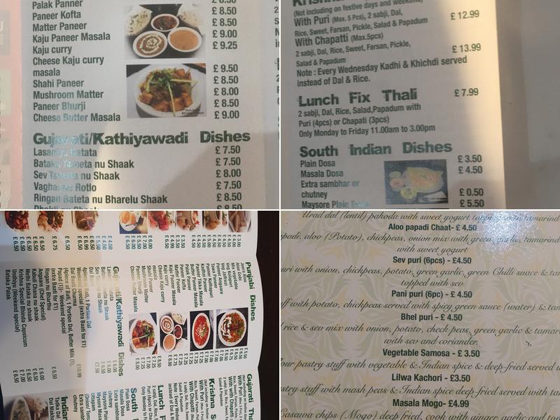Krishna pure vegetarian restaurant Menu