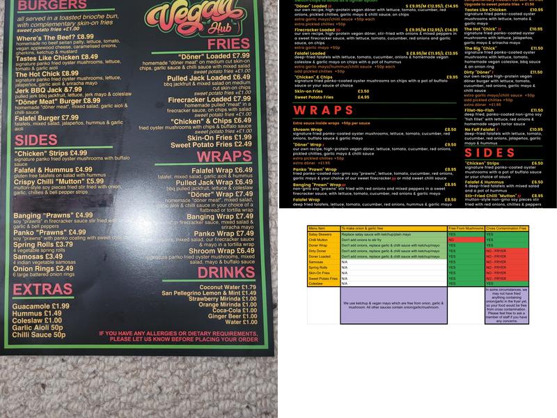 Vegan Hub Menu