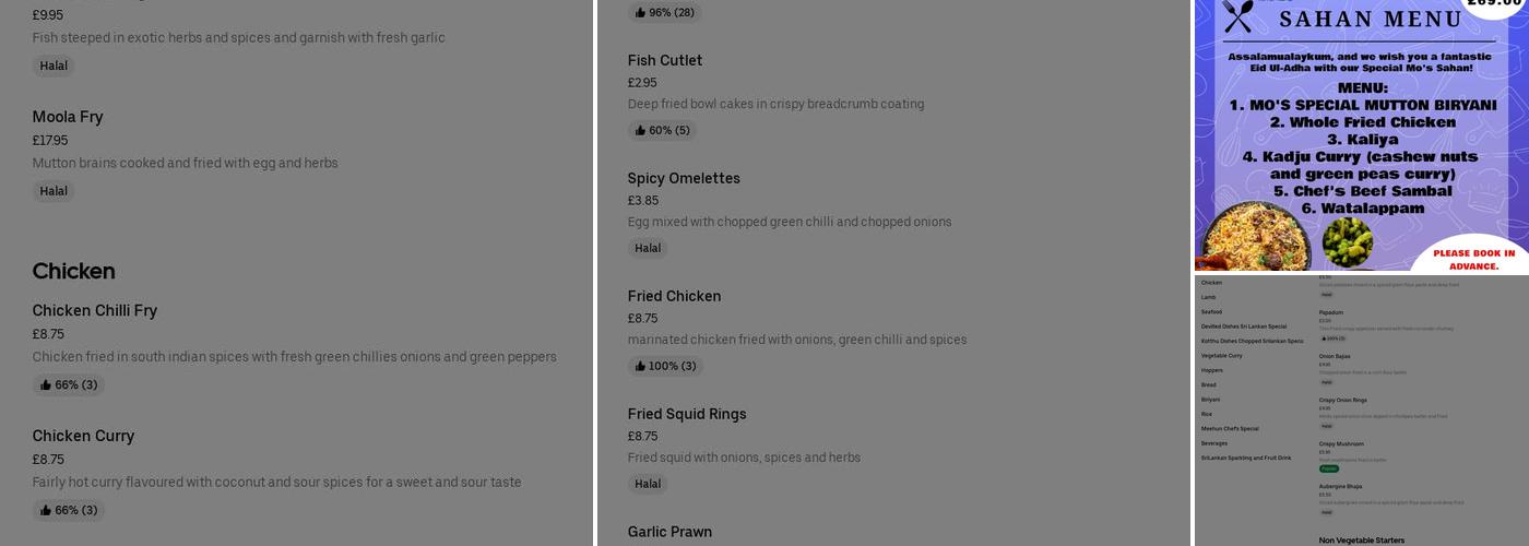 Mo's Restaurant Menu