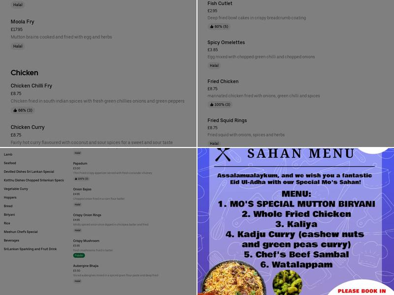 Mo's Restaurant Menu