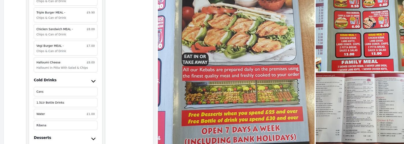 Ashtead Charcoal Grill Menu