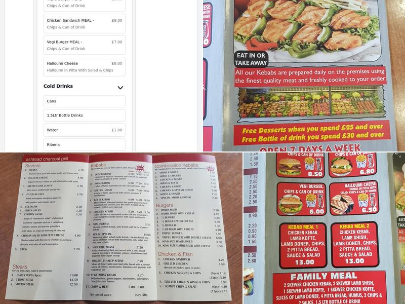 Ashtead Charcoal Grill Menu