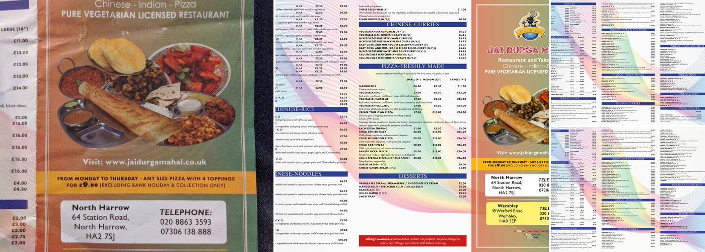 Jai Durga Mahal Menu