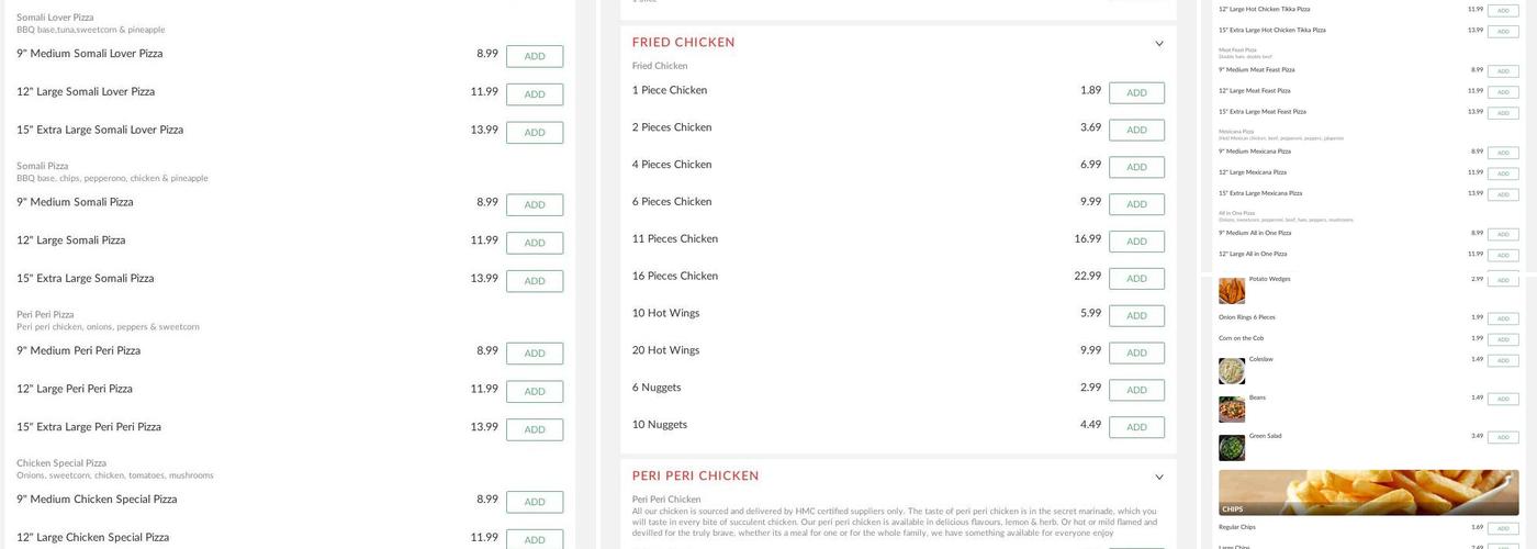 Chicken Palace Peri Peri Menu