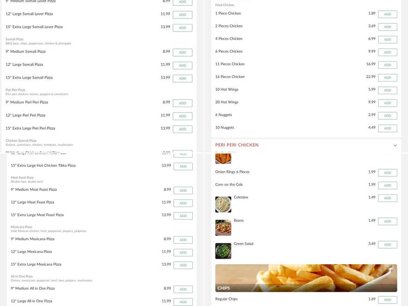 Chicken Palace Peri Peri Menu