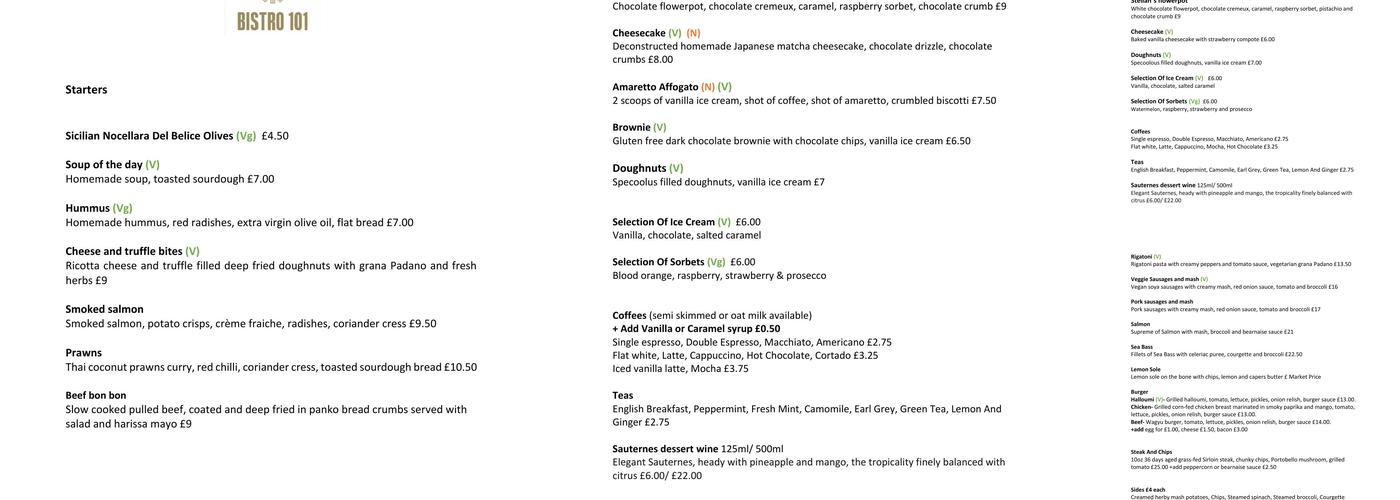 Bistro 101 Stanmore Menu