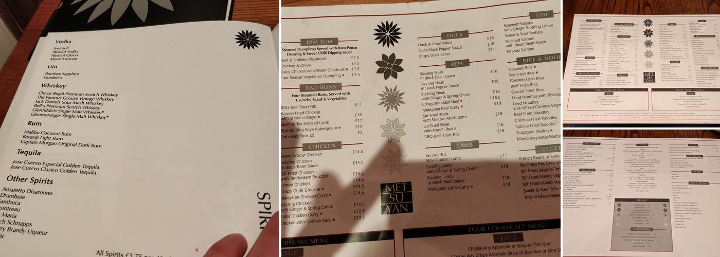 Met Su Yan Menu