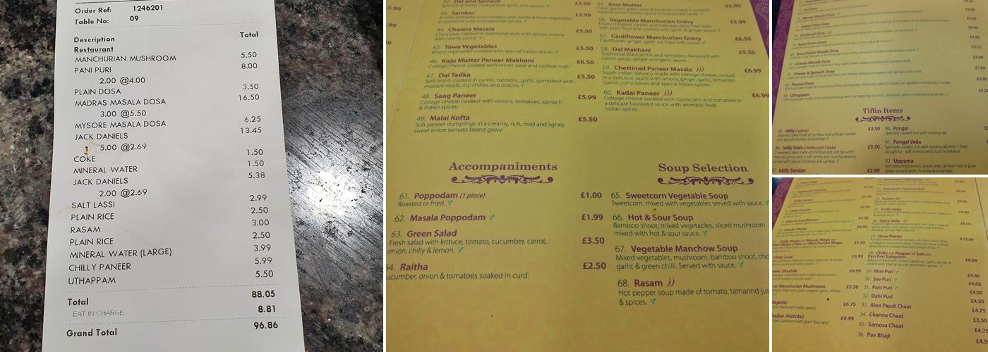 SRI RATHIGA Restaurant Menu