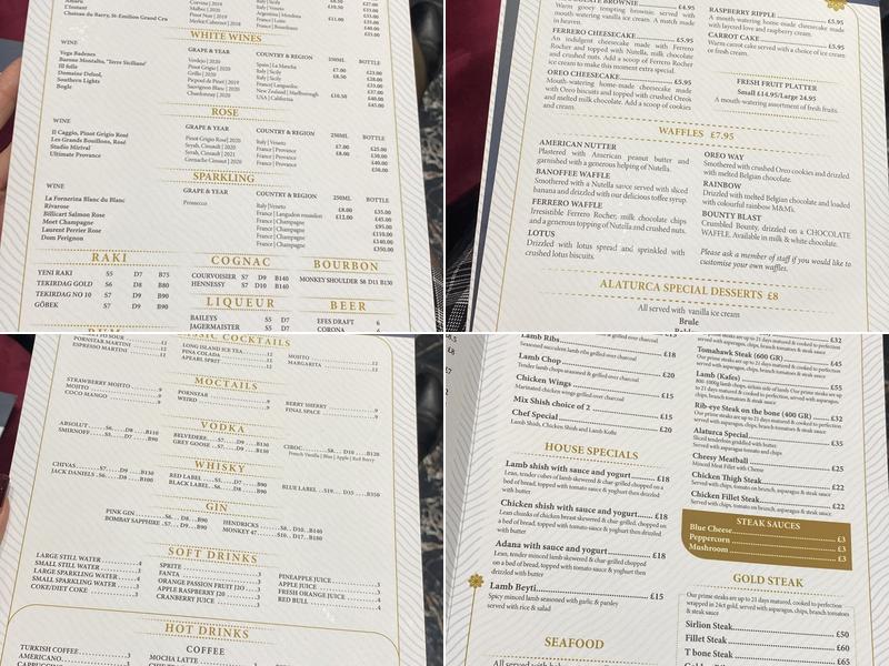 Alaturca Lounge Menu