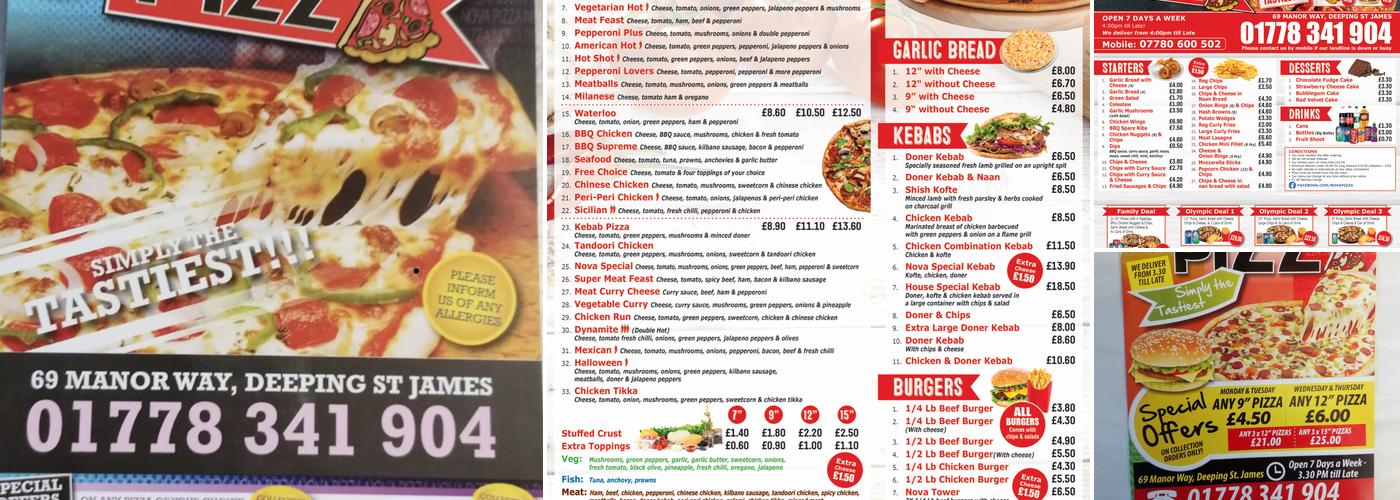Nova Pizza Menu