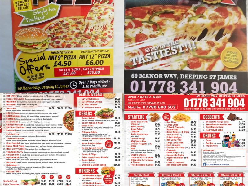 Nova Pizza Menu