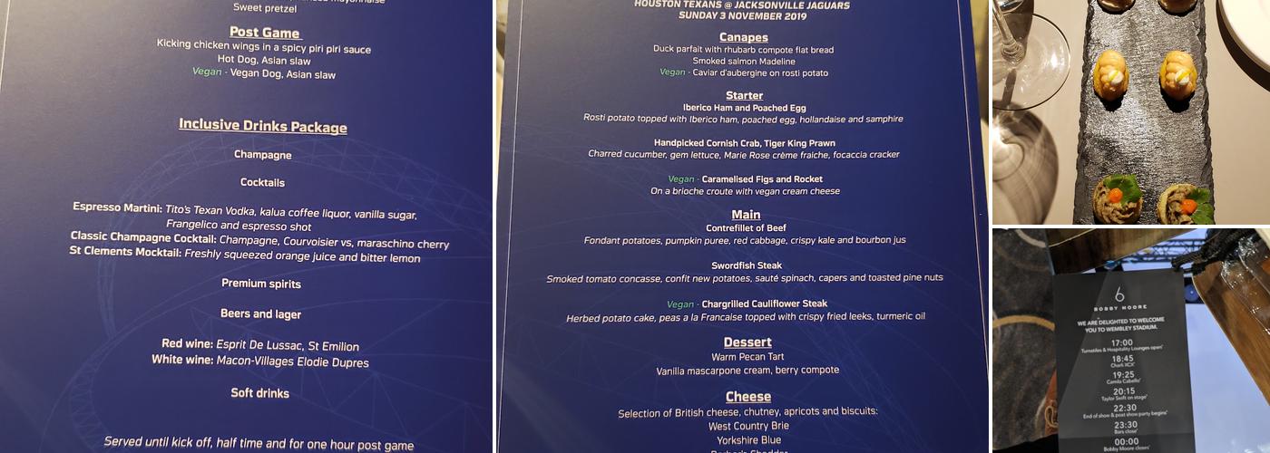 Bobby Moore Room Menu