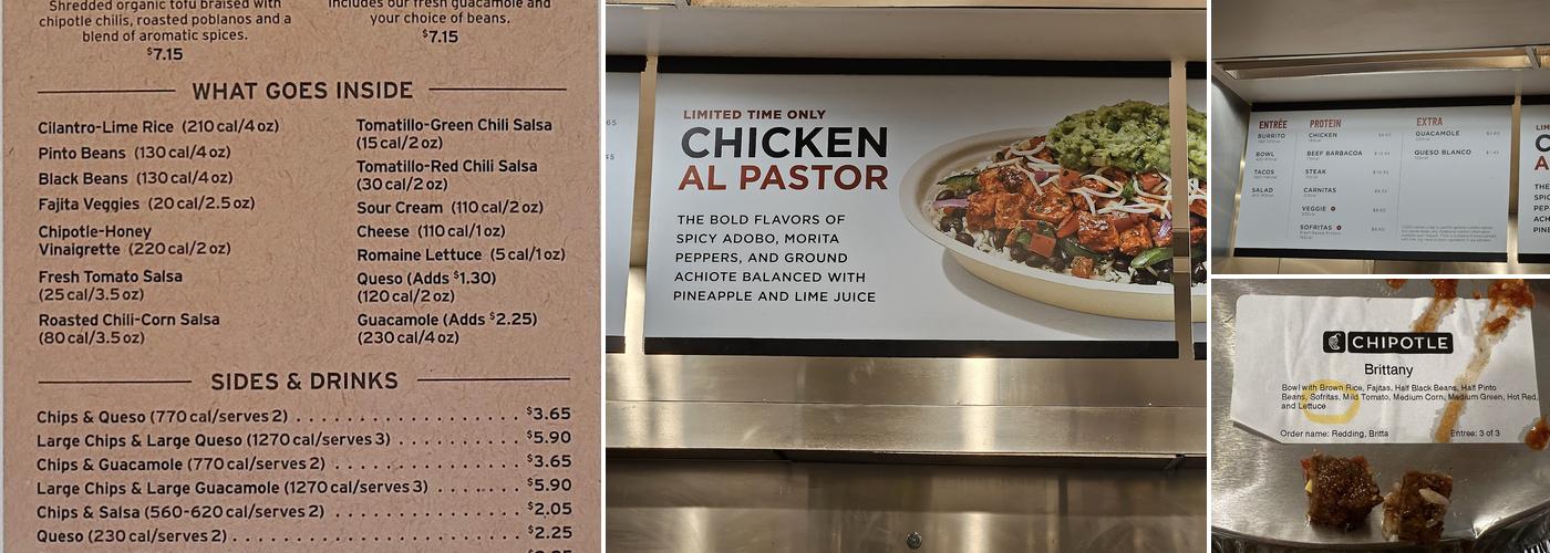 Chipotle Mexican Grill Menu