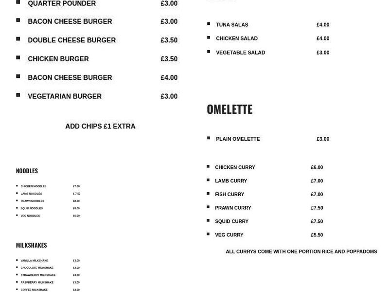 Station Cafe & Restaurant Menu