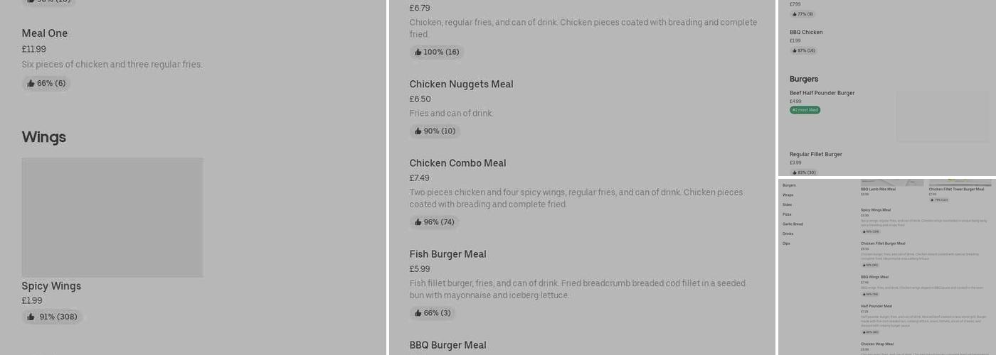 BANG BANG Chicken Menu