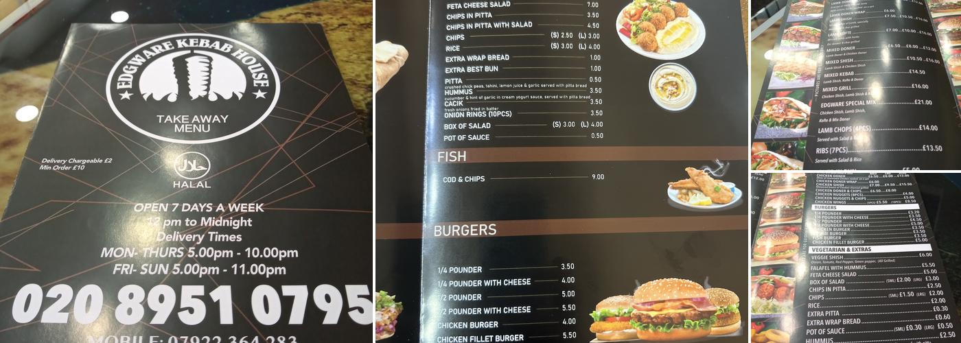 Edgware kebab & steak house Menu