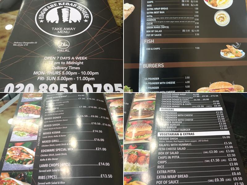 Edgware kebab & steak house Menu