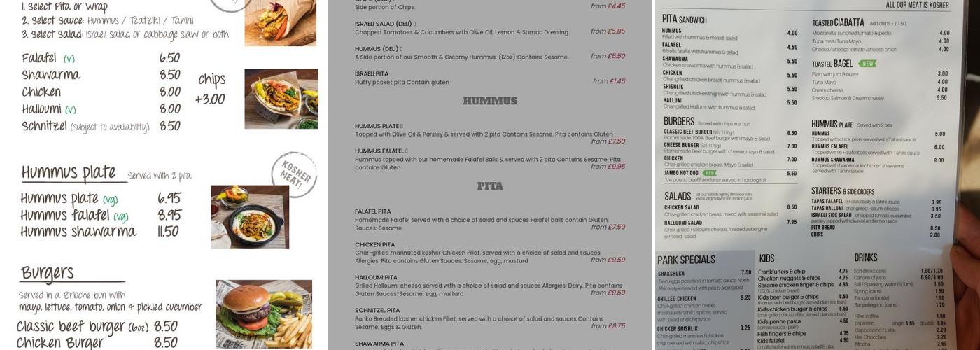 Mill Hill Park Cafe Menu