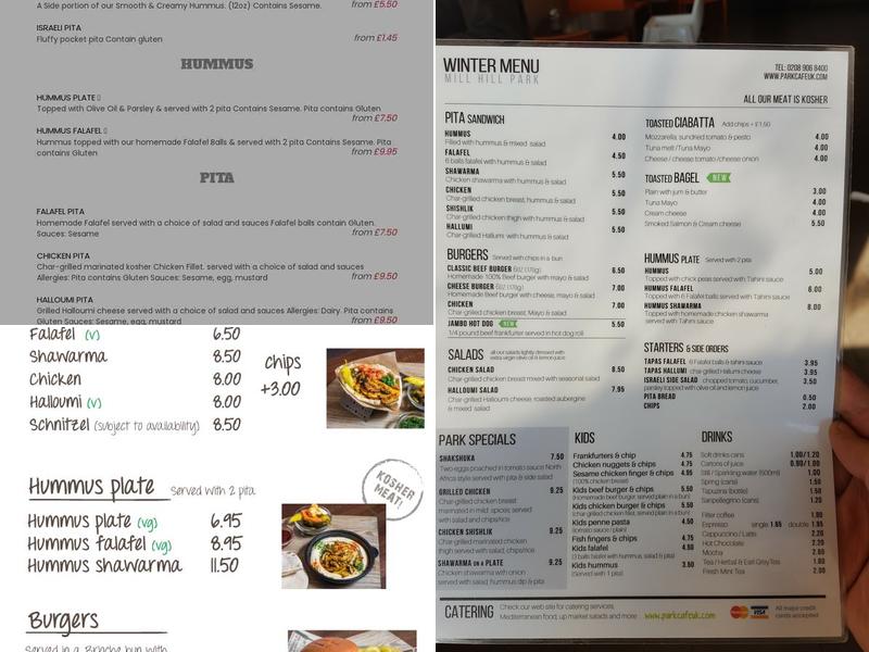 Mill Hill Park Cafe Menu