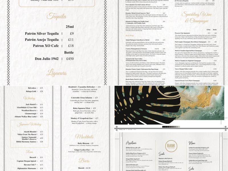 Bank Food & Drink Menu