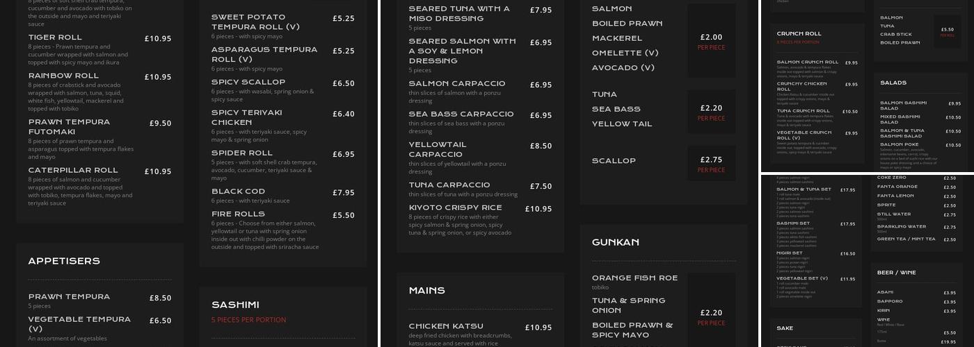 Kiyoto Sushi Mill Hill Menu