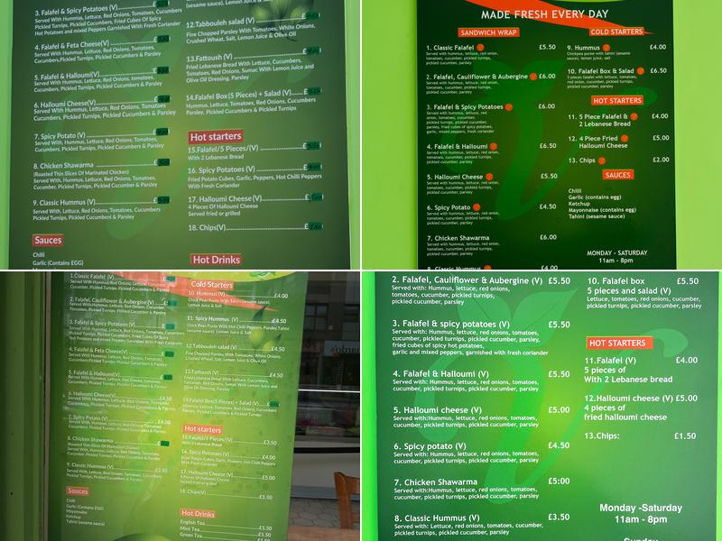 Falafel Menu