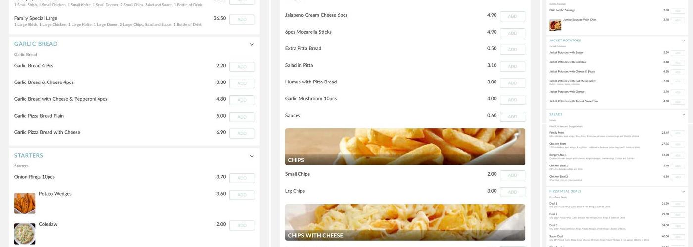 King Pizza Kebab Menu