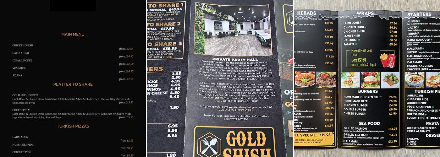Gold Shish Turkish Grill Menu