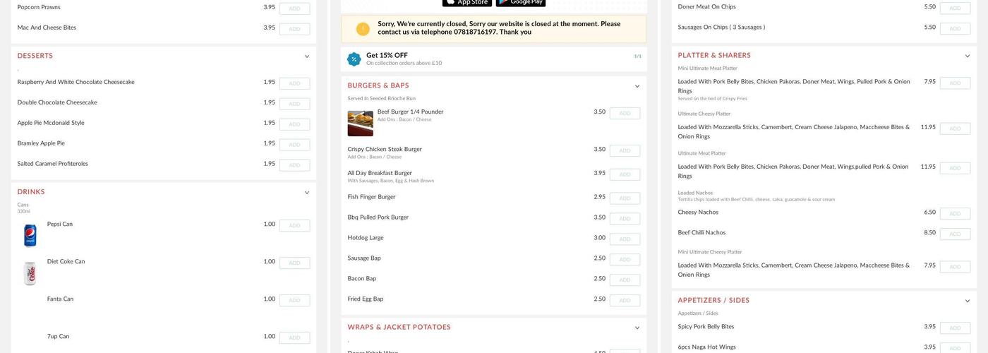 Lincs Spice And Burger Hut Menu