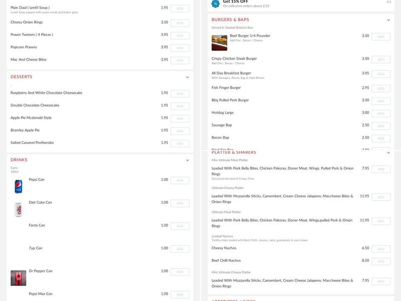 Lincs Spice And Burger Hut Menu