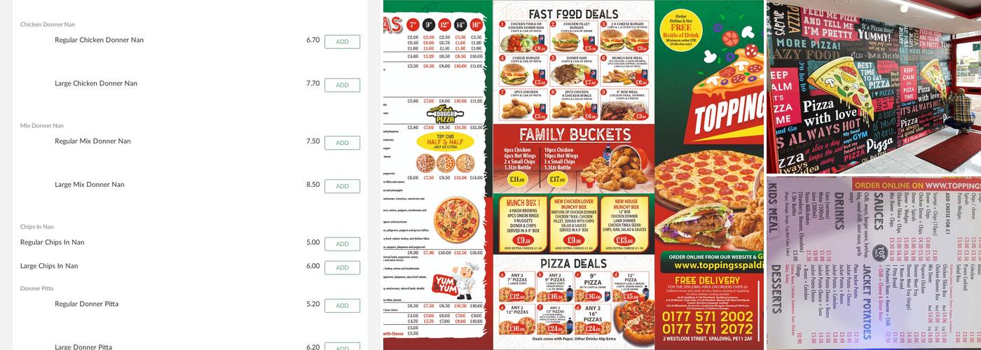 Spalding Toppings Menu