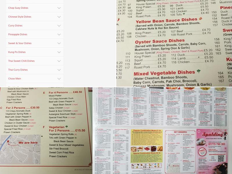 Spalding Chinese Takeaway Menu