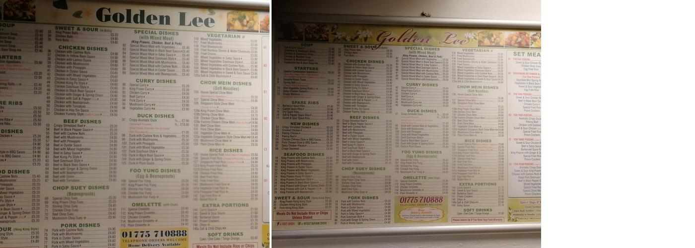 Golden Lee Menu