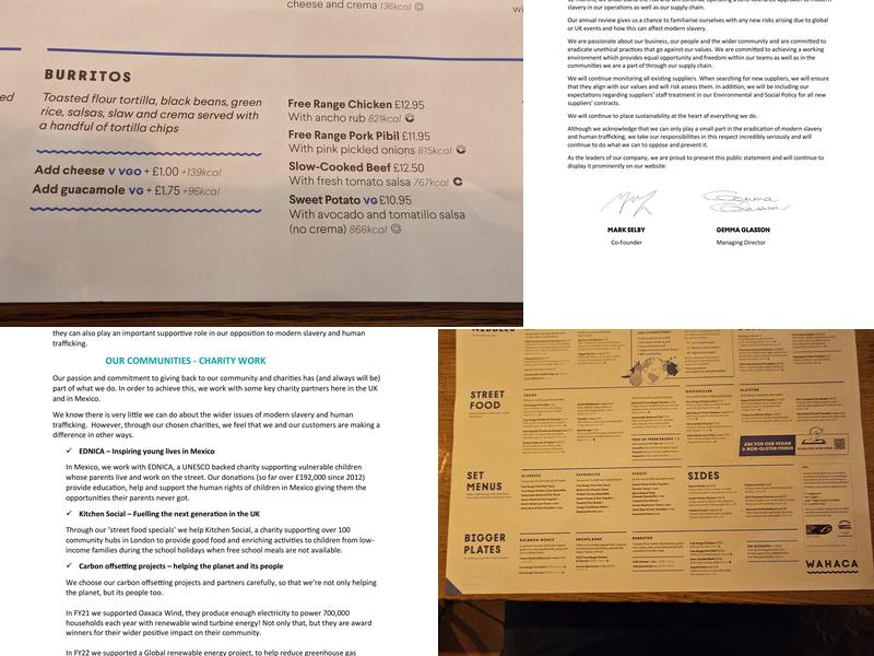 Wahaca Shoreditch Menu