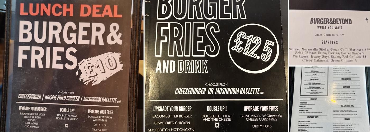Burger and Beyond Shoreditch Menu