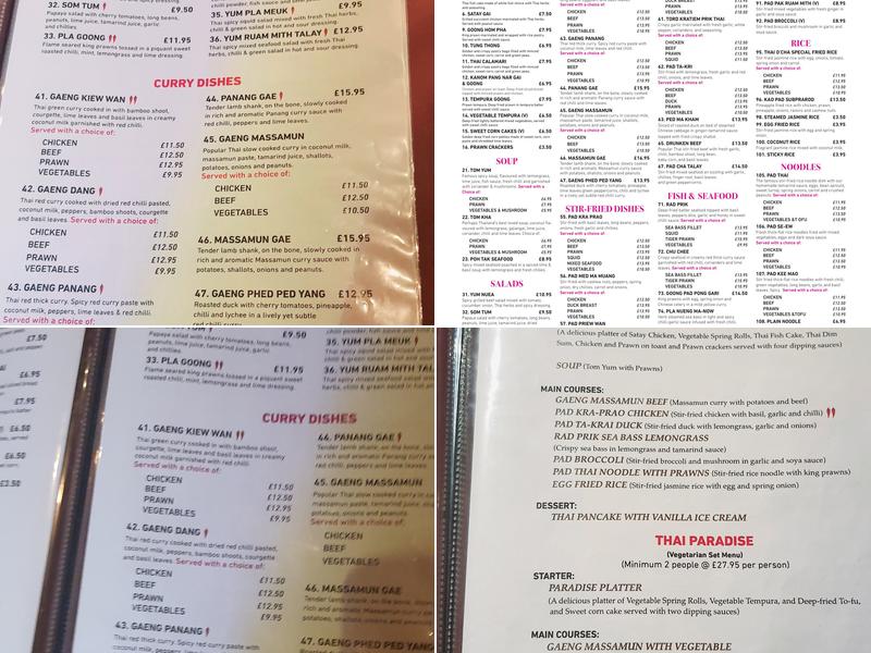 Thai O'CHA Restaurant Menu