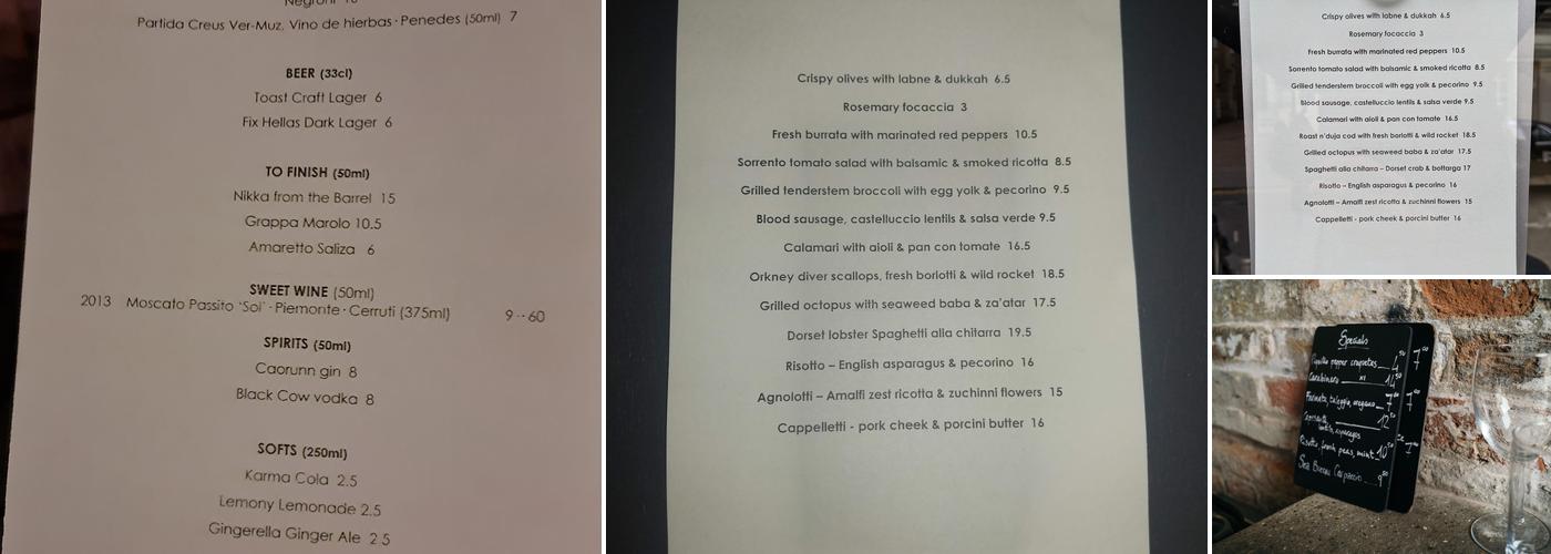 Popolo Shoreditch Menu