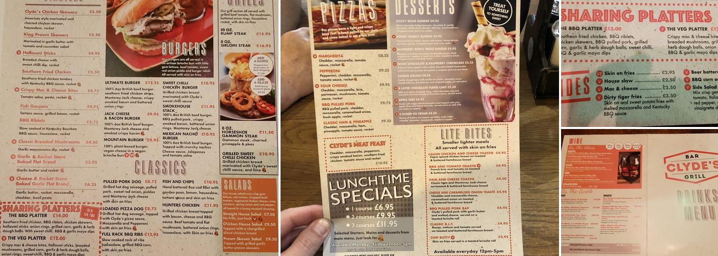 Clyde's Bar & Grill Menu