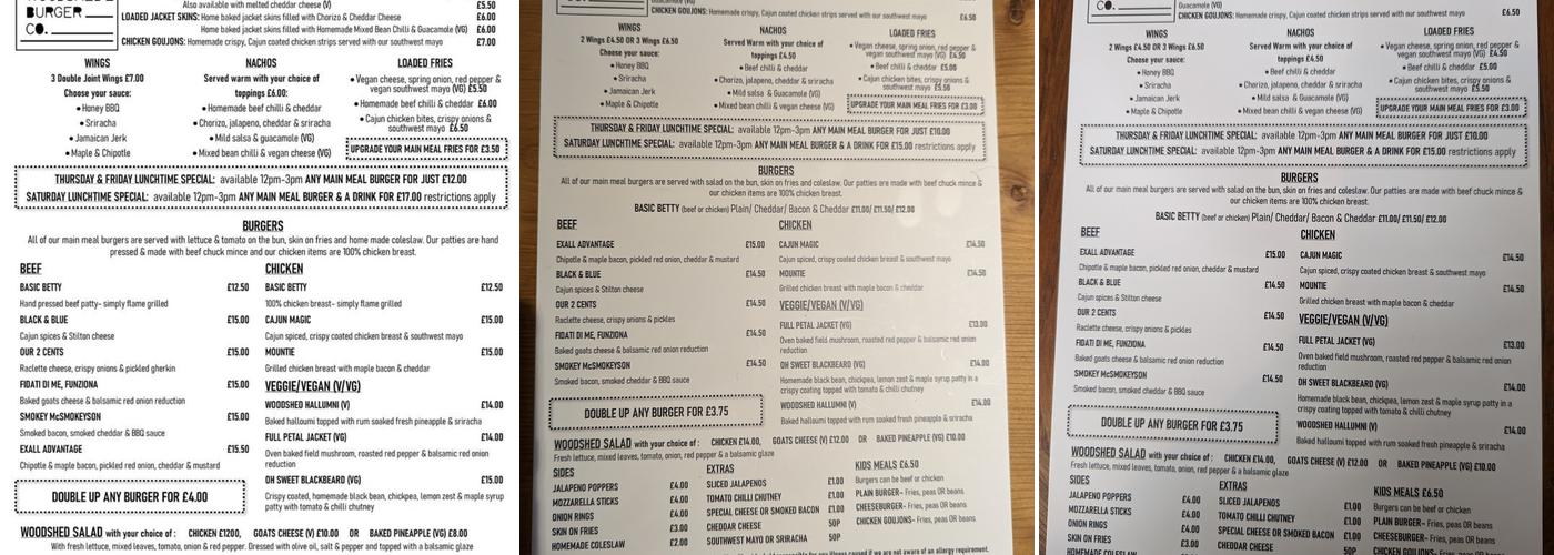 The Woodshed Burger Co. Menu