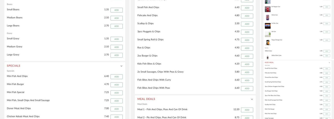 Polesworth Chippy Menu