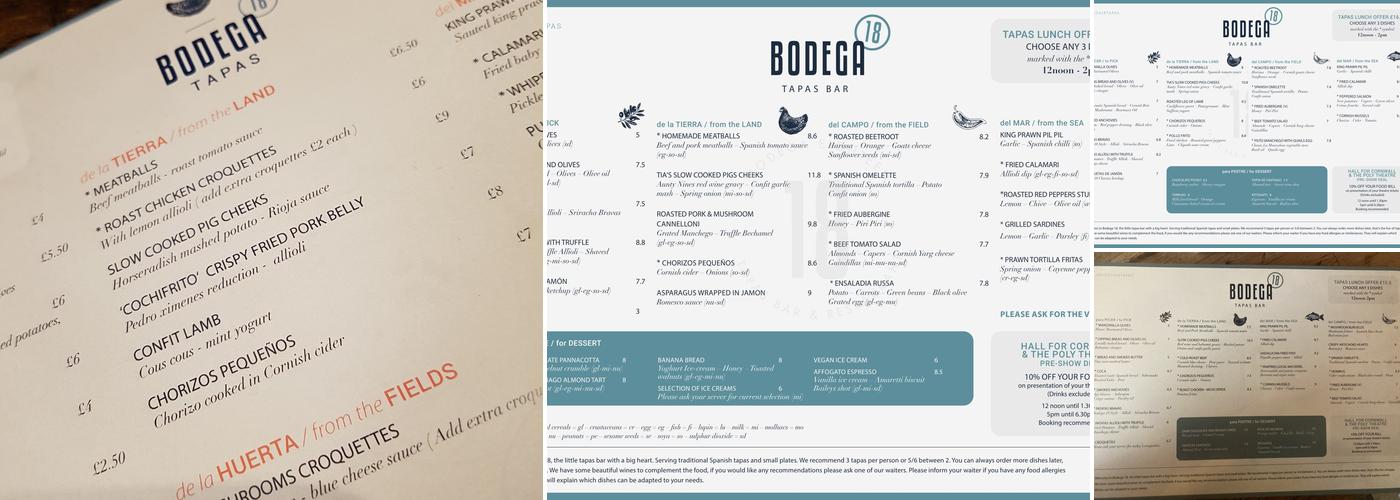 Bodega 18 Menu