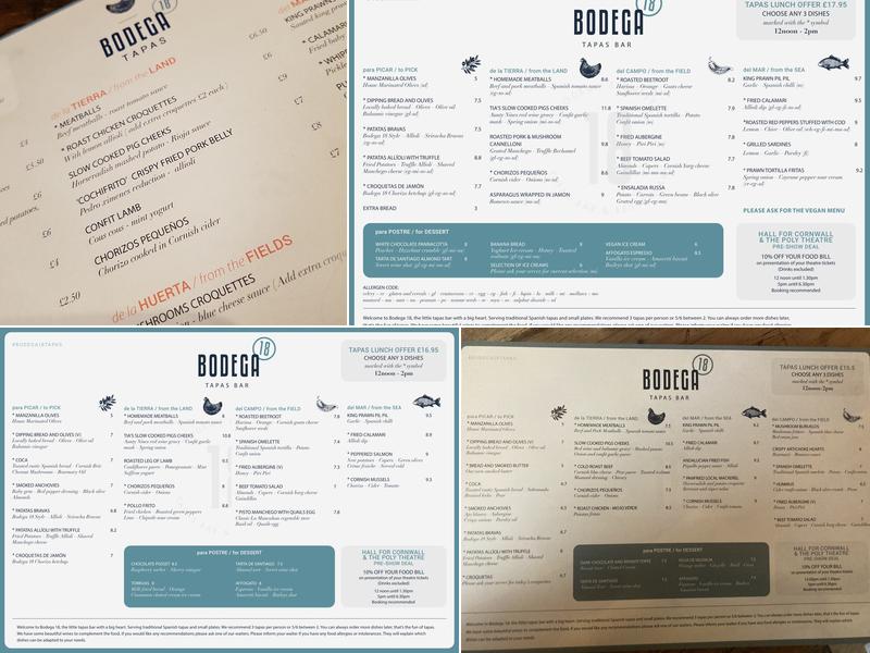 Bodega 18 Menu