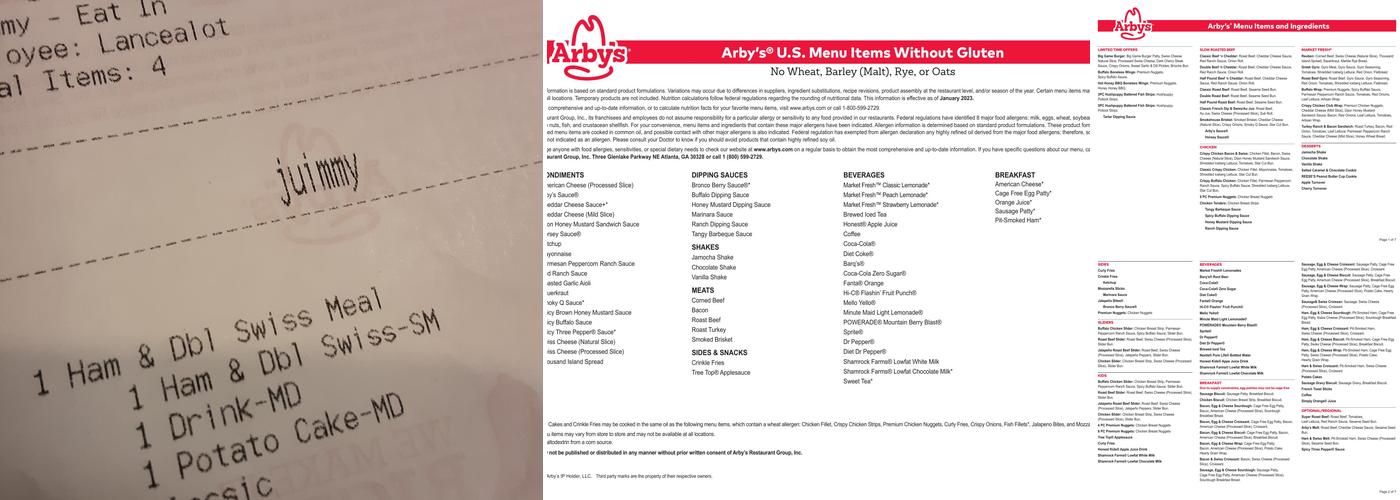 Arby's Menu
