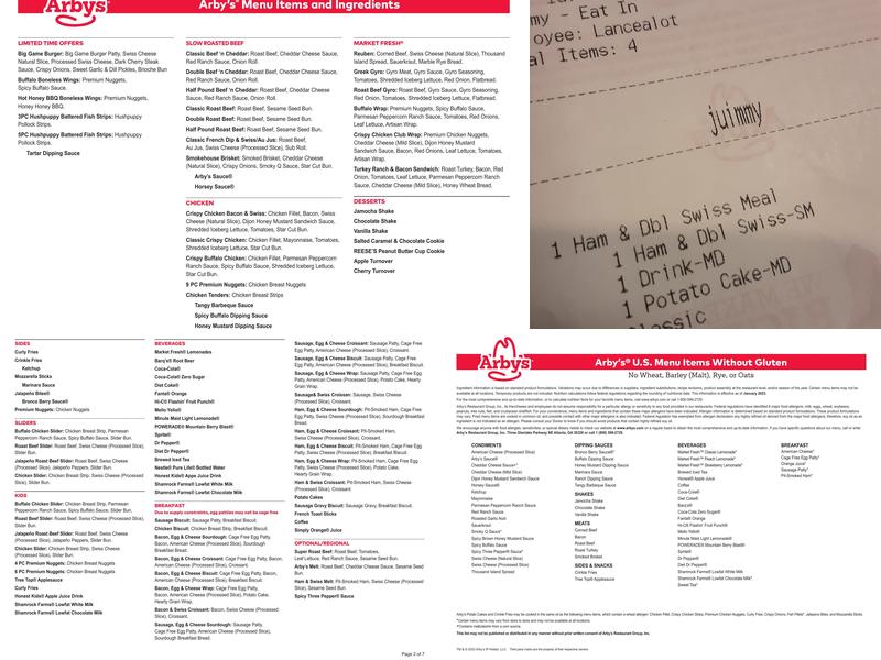 Arby's Menu