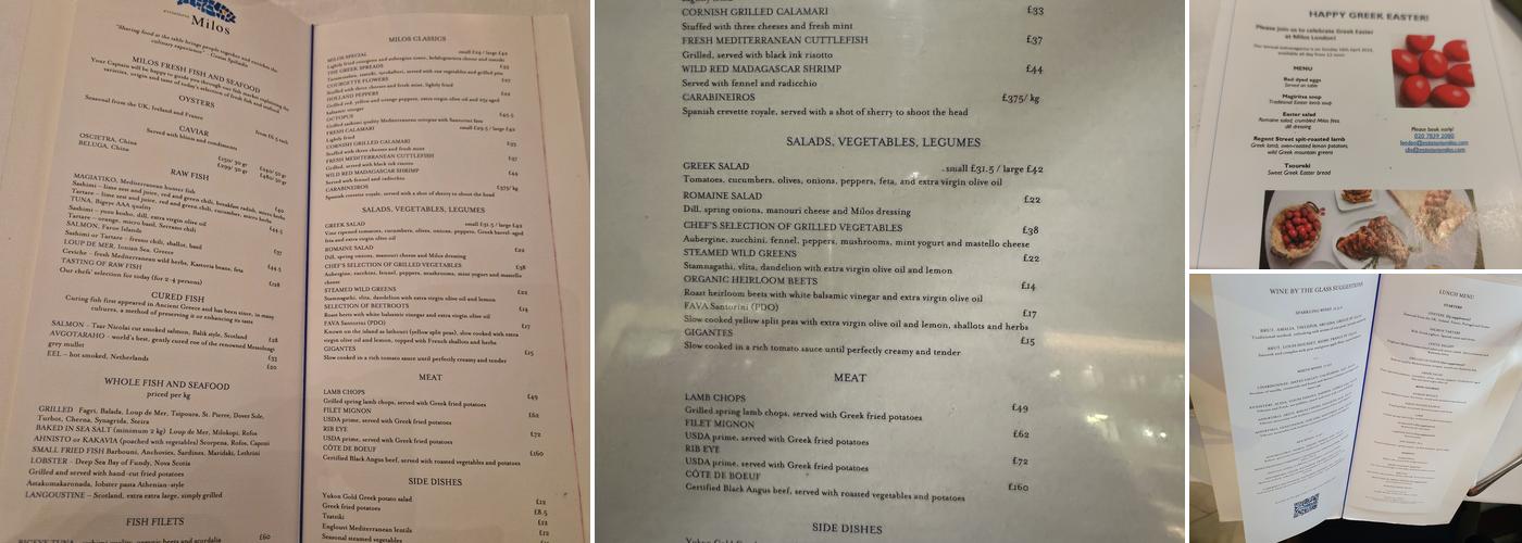 Estiatorio Milos Menu