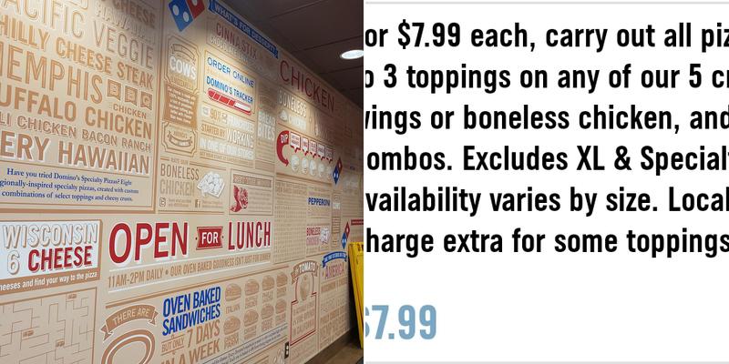 Domino's Pizza Menu