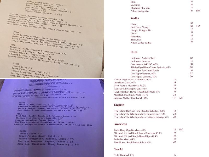 Sucre Restaurant Menu